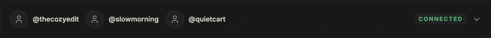 Castn account bar: three connected TikTok accounts, all showing connected